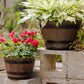 2PCS Wooden Barrel Style Plastic Flower Pots Anti Slip for Garden