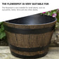 2PCS Wooden Barrel Style Plastic Flower Pots Anti Slip for Garden
