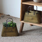 26cm Handbag Shape Flower Pot with Metal Handles Natural Wood