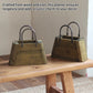 26cm Handbag Shape Flower Pot with Metal Handles Natural Wood