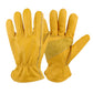 Golden Yellow Cowhide Work Gloves Full Finger Gardening DIY Home Maintenance Use - L
