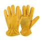 Golden Yellow Cowhide Work Gloves Full Finger Gardening DIY Home Maintenance Use - M