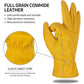 Golden Yellow Cowhide Work Gloves Full Finger Gardening DIY Home Maintenance Use - XL