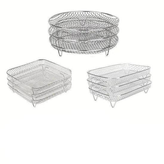 Air Fryer Grill Rack Multi Layer Removable Shelf Mesh Rack for Cooking BBQ - Rectangle