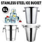 5L Stainless Steel Ice Bucket Champagne Wine Bucket Hotel Bar Ice Container - Circular Ring