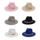 Jazz Hat Autumn Winter Retro Large Brim Hat for Men and Women Stylish Headwear - Beige