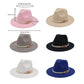 Jazz Hat Autumn Winter Retro Large Brim Hat for Men and Women Stylish Headwear - Beige