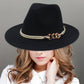 Jazz Hat Autumn Winter Retro Large Brim Hat for Men and Women Stylish Headwear - Black