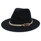 Jazz Hat Autumn Winter Retro Large Brim Hat for Men and Women Stylish Headwear - Black