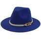 Jazz Hat Autumn Winter Retro Large Brim Hat for Men and Women Stylish Headwear - Pink