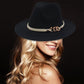 Jazz Hat Autumn Winter Retro Large Brim Hat for Men and Women Stylish Headwear - White
