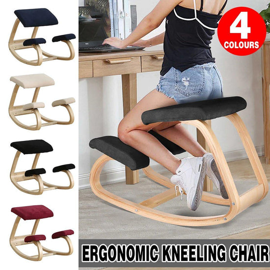 Ergonomic Kneeling Chair Rocking Office Desk Stool Upright Posture Support Seat - Dark Blue