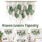 Cotton Rope Woven Leaves Tapestry Wall Hanging for Living Room Bedroom Decor