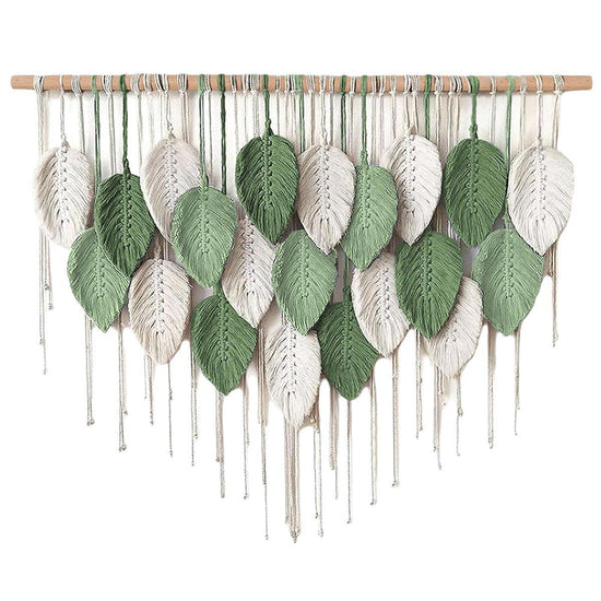 Cotton Rope Woven Leaves Tapestry Wall Hanging for Living Room Bedroom Decor