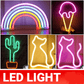 LED Rainbow Neon Light Lamp for Bedside Night Room Wall Home Decoration - Rainbow