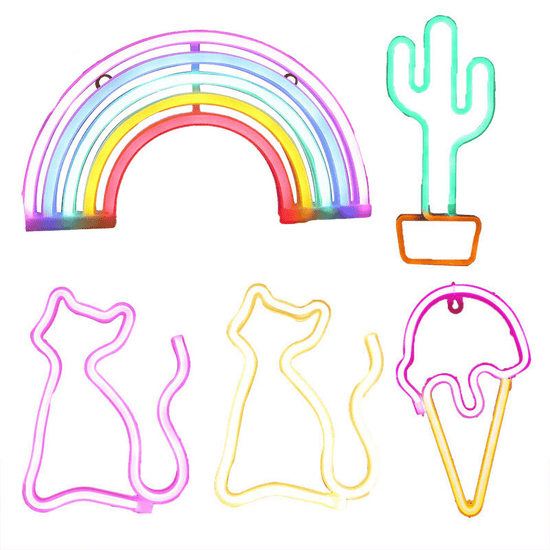 LED Rainbow Neon Light Lamp for Bedside Night Room Wall Home Decoration - Rainbow