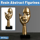 Abstract Face Resin Sculpture in Gold with Black Base for Living Room