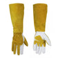 Long Welding Gloves Heat Resistant Leather Gloves for Grill or Fireplace Use - S