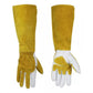 Long Welding Gloves Heat Resistant Leather Gloves for Grill or Fireplace Use - S