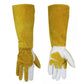 Long Welding Gloves Heat Resistant Leather Gloves for Grill or Fireplace Use - S