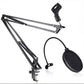 Microphone Suspension Boom Arm Desktop Stand Mic Holder Mount and Pop Filter - Mic Stand with Pop Filter