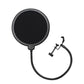 Microphone Suspension Boom Arm Desktop Stand Mic Holder Mount and Pop Filter - Mic Stand with Pop Filter