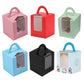 50 Pack Premium Cupcake Boxes with Window Thickened Cardboard Muffin Holders - Green