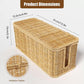 Desktop Cable Management Box with Cover Rattan Style Power Cord Organizer Case