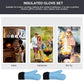 Kitchen Heat Resistant Gloves Pair Cooking Oven Mitts Baking BBQ Insulated Glove - Grey