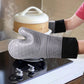 Kitchen Heat Resistant Gloves Pair Cooking Oven Mitts Baking BBQ Insulated Glove - Grey