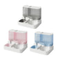 Automatic Cat Feeder Water Dispenser All in One Plastic Bowl for Cats and Dogs - Pink