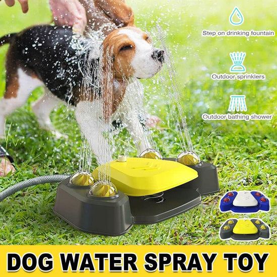 Automatic Water Feeder Dispenser with Bath Spray and Footstep Dog Toys for Pets - Grey