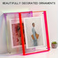 Acrylic Photo Frame Double-Sided Clear Display with Screw Mount – 16x21cm - Green