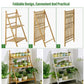 Balcony Plant Stand 3-Layer Wooden Flower Pot Corner Stand White Log Foldable - White