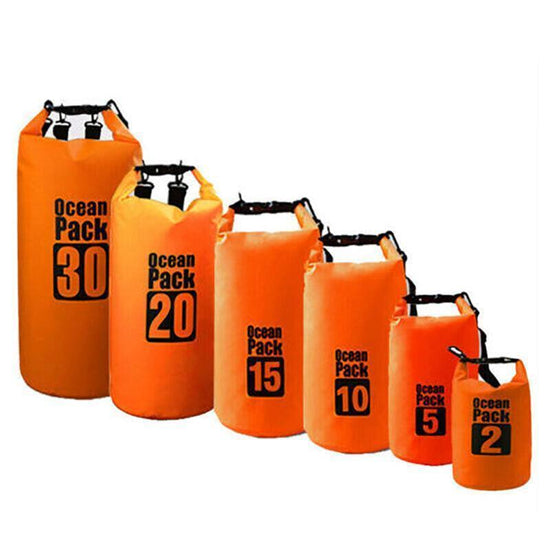 Orange Waterproof Bag Dry Sack Fishing Camping Canoeing Outdoor Sport 2/5/10/15/20/30 L - 30L