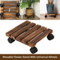 1-Piece Brown Rolling Plant Pot Stand with Four Castors, 25 x 25 cm