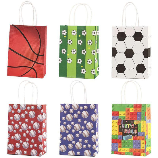 30PCS Fashion Ball Kraft Paper Gift Bag Festivals gift tote bag Party Favor Bag - Red-Tennis-Ball-30pcs