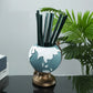 Globe Pen Holder Ornament Desktop Organizer Room Decoration Office Storage Stand