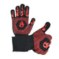 BBQ Gloves 800°C Heat Oven Grill Non-Slip Fireproof Resistant Silicone Kitchen - Red