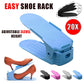20X Shoe Rack Display Case Box Adjustable Slots Organizer Storage Holder - Blue