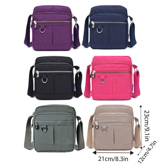 Ladies Shoulder Bag Nylon Fabric Lightweight Crossbody Small Casual Handbag - Black