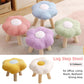 Small Flower Short Stool for Entryway or Living Room Shoe Bench or Footrest - Blue
