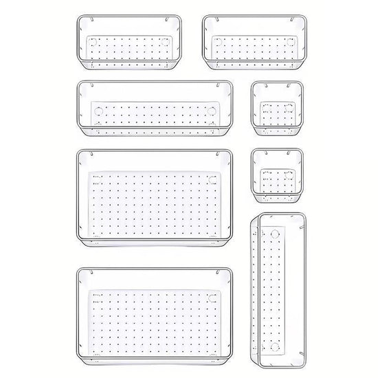 Transparent Plastic Drawer Organiser Set Multifunctional Desktop Storage Box - 13PCS