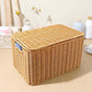 Storage Box Bedroom Organizer Faux Rattan Woven Basket with Lid Home