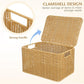 Storage Box Bedroom Organizer Faux Rattan Woven Basket with Lid Home