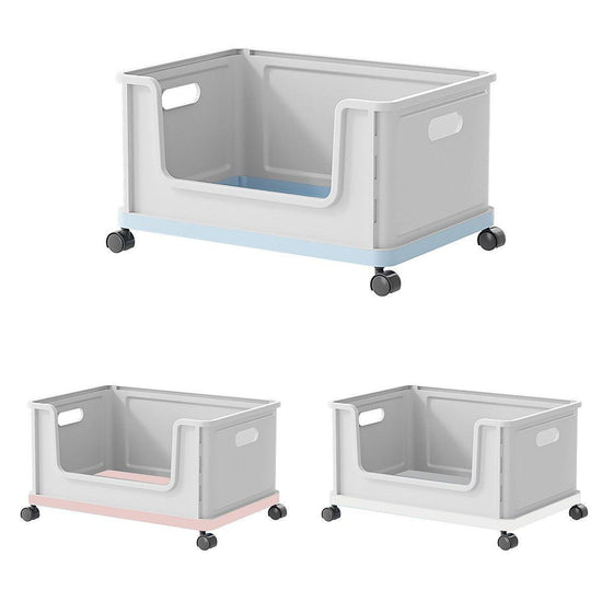 Under Desk Book Storage Box with Wheels Movable Classroom Student Organiser Rack - Blue