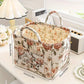 Portable Fabric Storage Basket Korean Pastoral Style Organizer for Home Sundries - Floral4