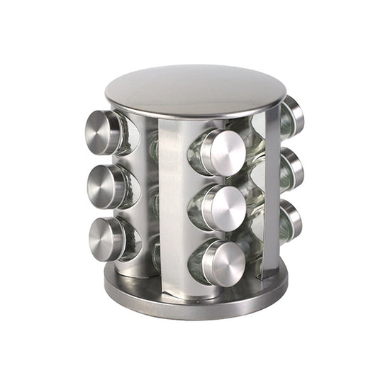 Stainless Steel Rotating Spice Rack Organizer Kitchen Seasoning Jar Holder Use