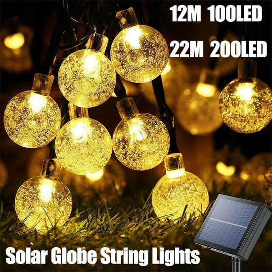 100/200Led Solar Globe String Lights Fairy Festoon Outdoor Party Decor - 12M 100LED