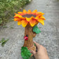 Resin Sunflower Bird Drinker Ornament Outdoor Garden Decoration for Birds to Use